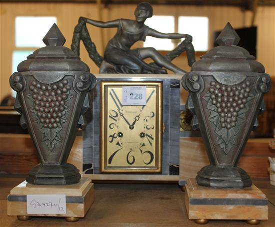 Art Deco figural clock garniture